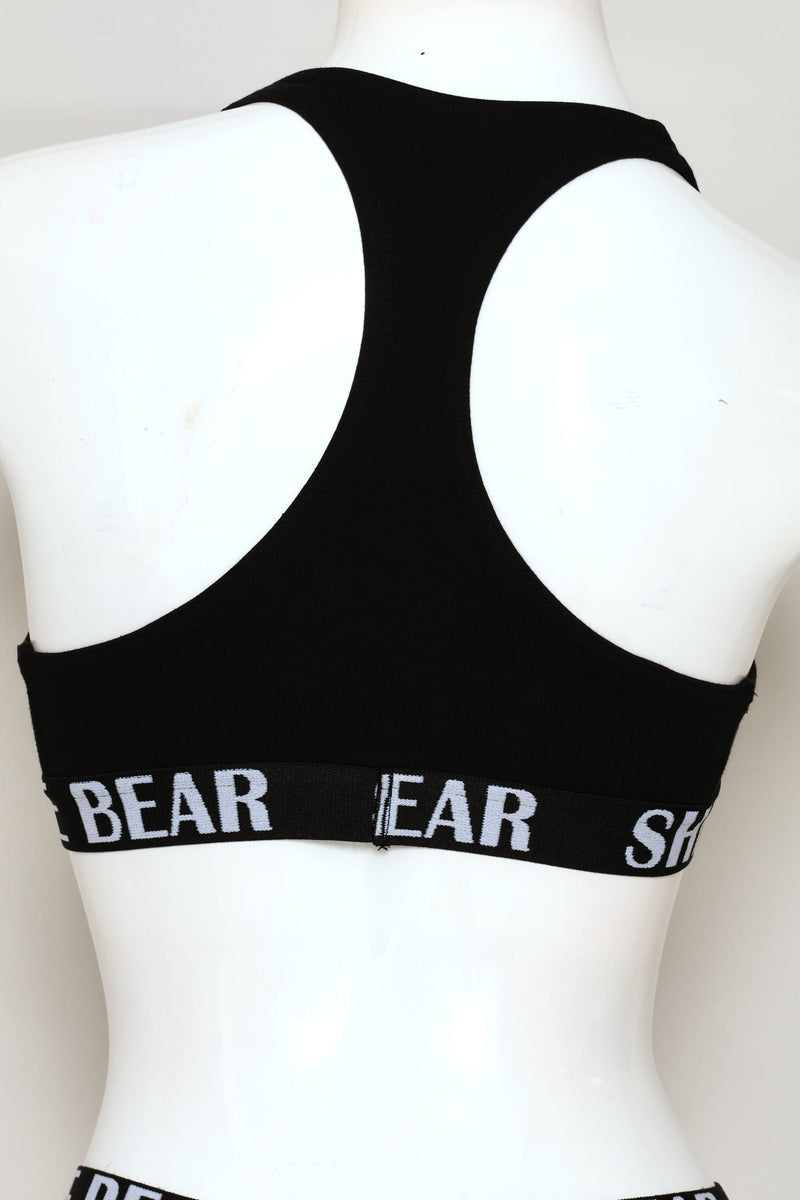 Racer Back Crop Bra - Black