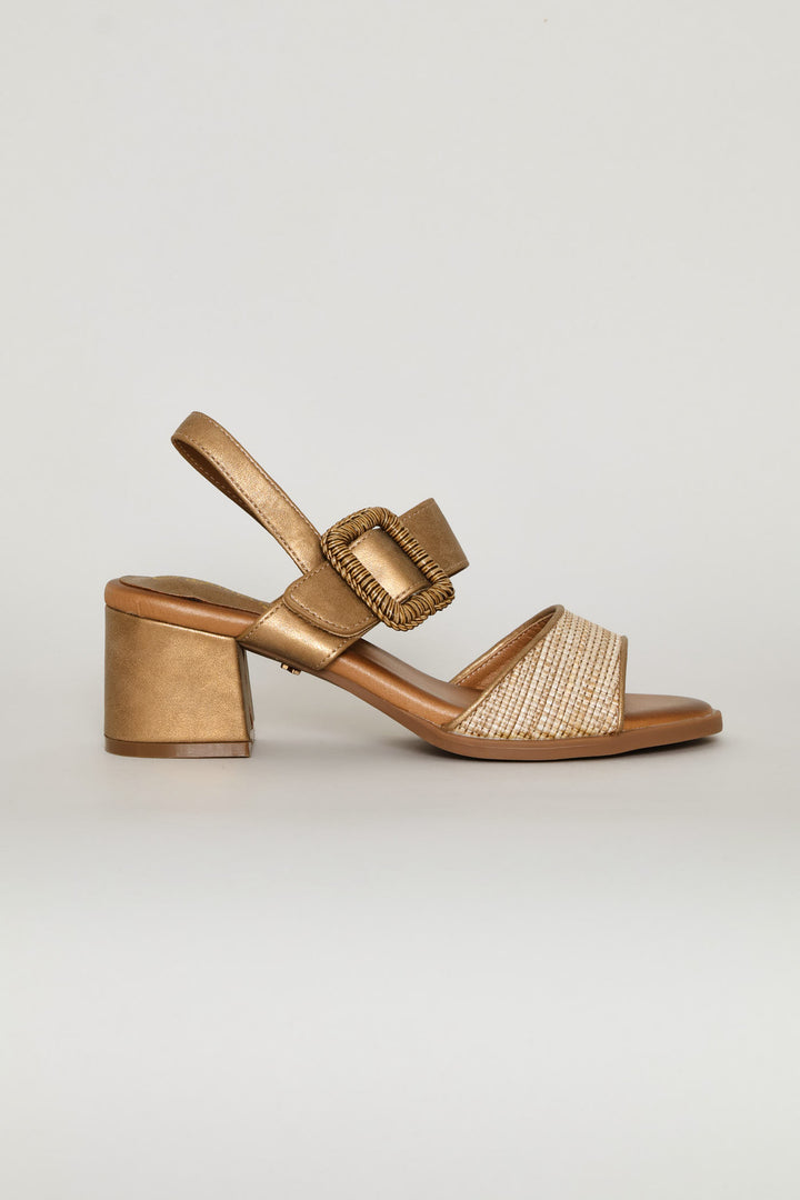 Metallic Block Heel - Bronze