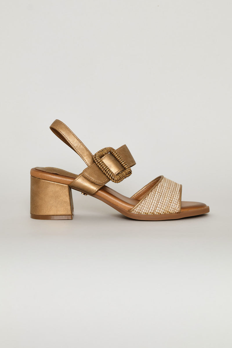 Metallic Block Heel - Bronze