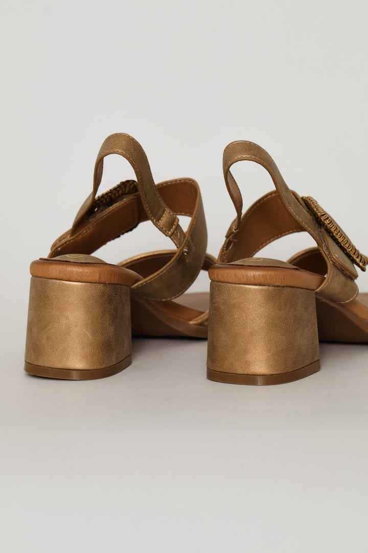 Metallic Block Heel - Bronze