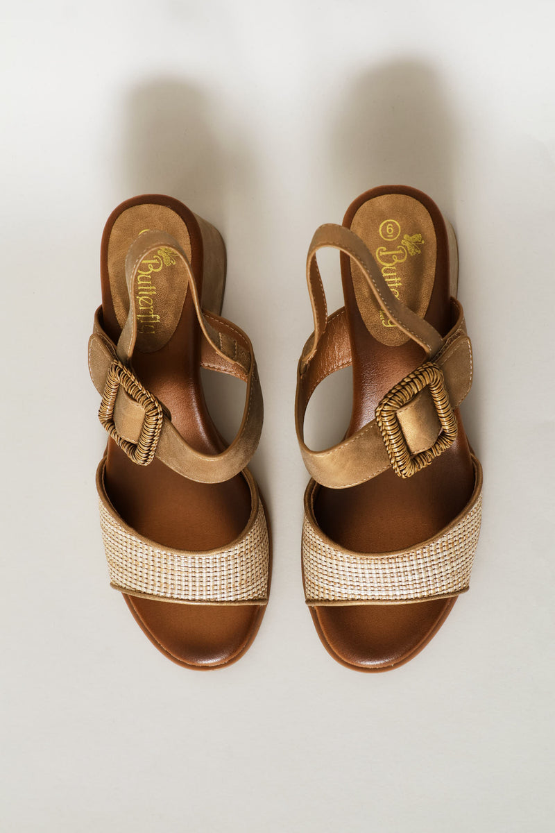 Metallic Block Heel - Bronze