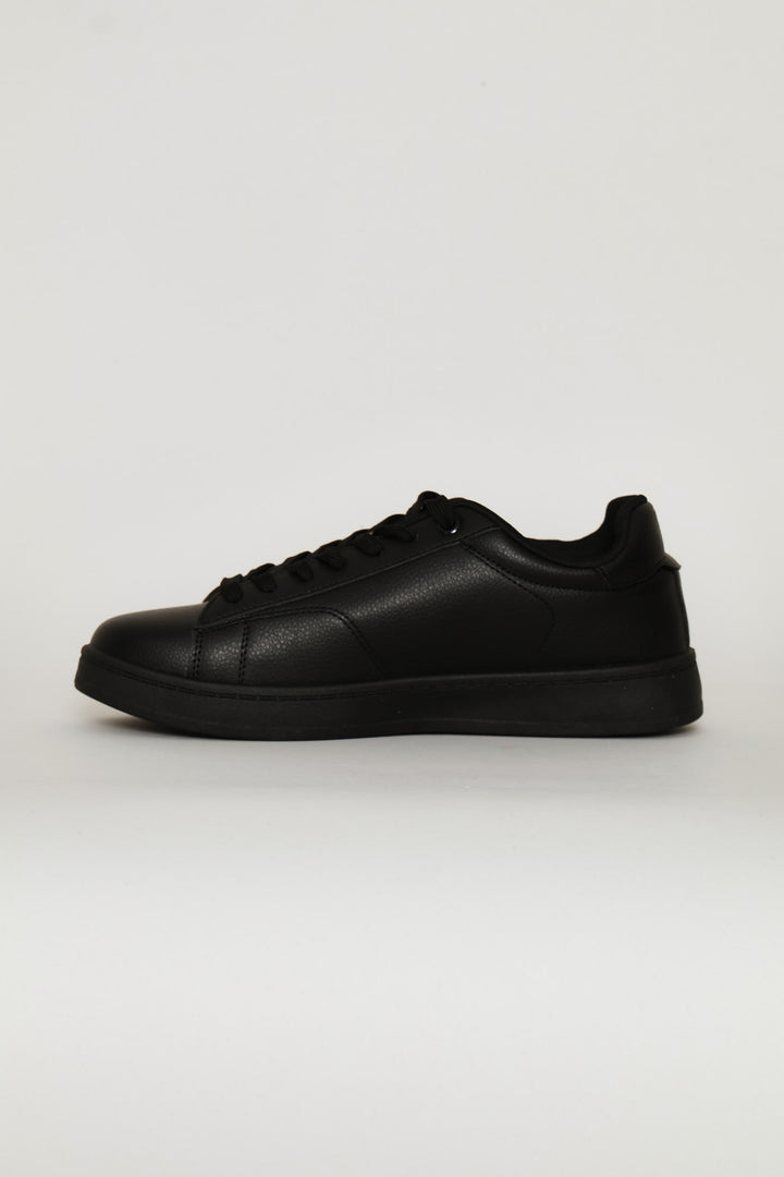 Basic Mono Lace Up Sneaker - Black