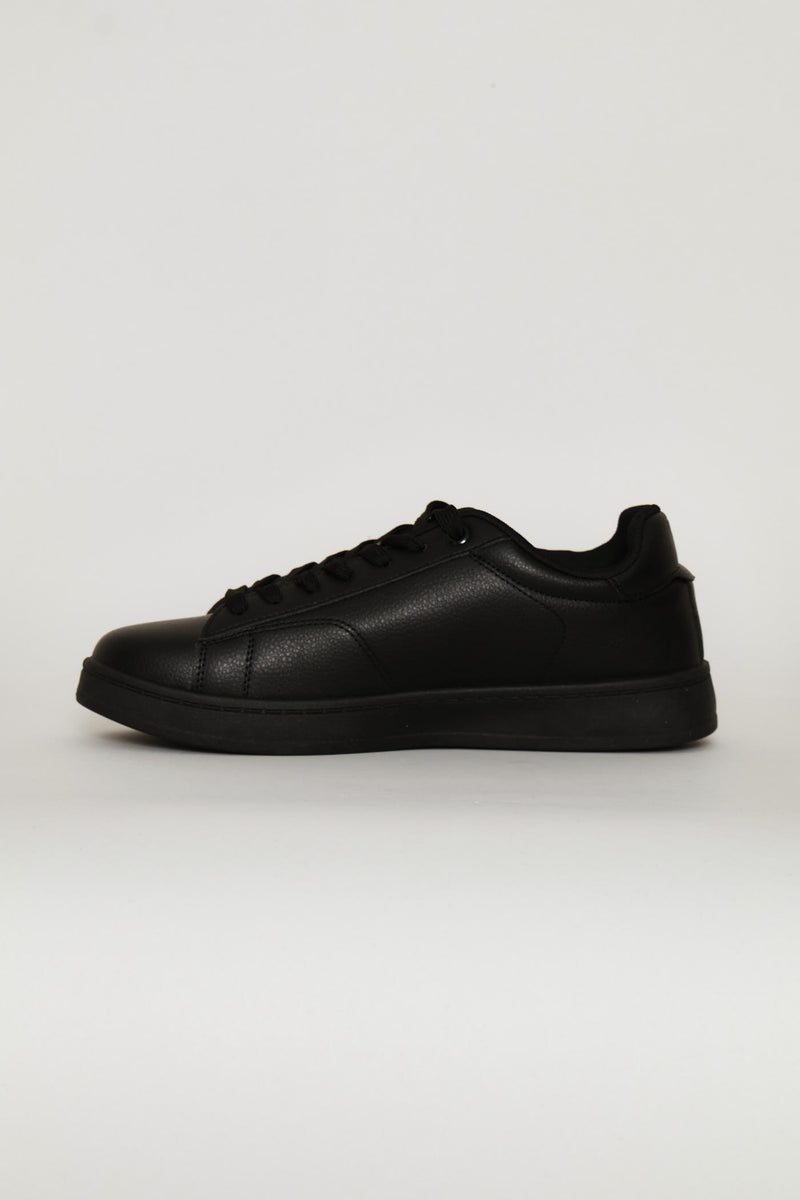 Basic Mono Lace Up Sneaker - Black