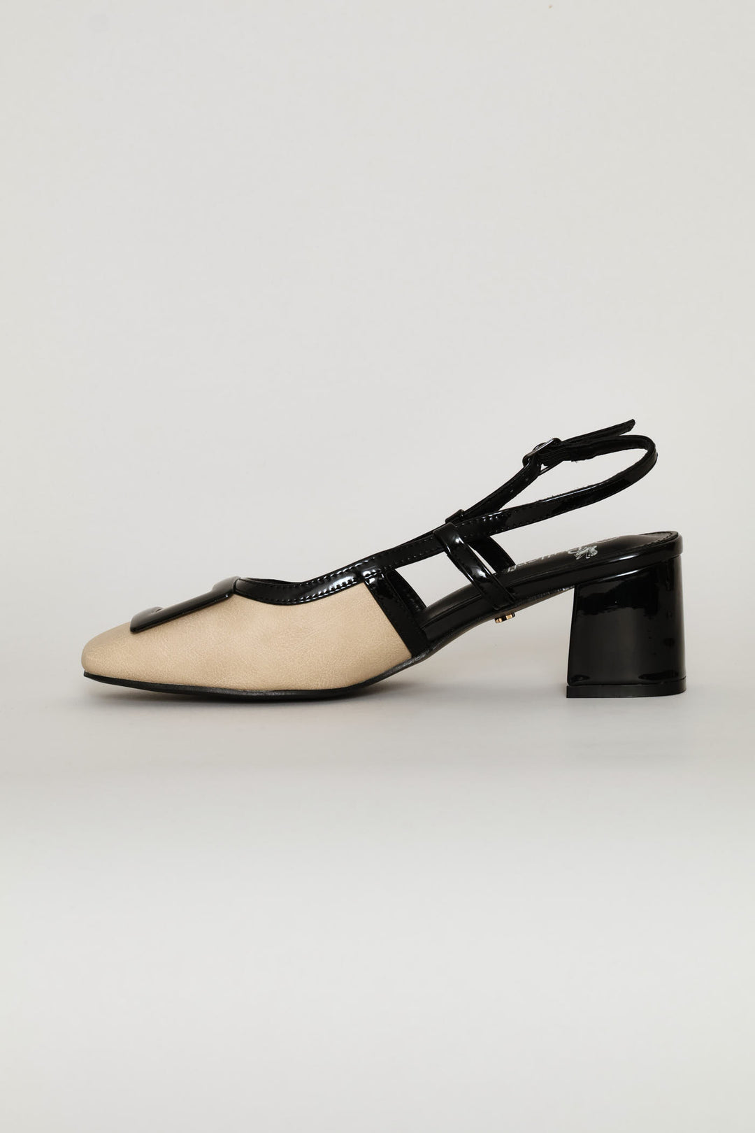 Colourblock Slingback Heel - Beige