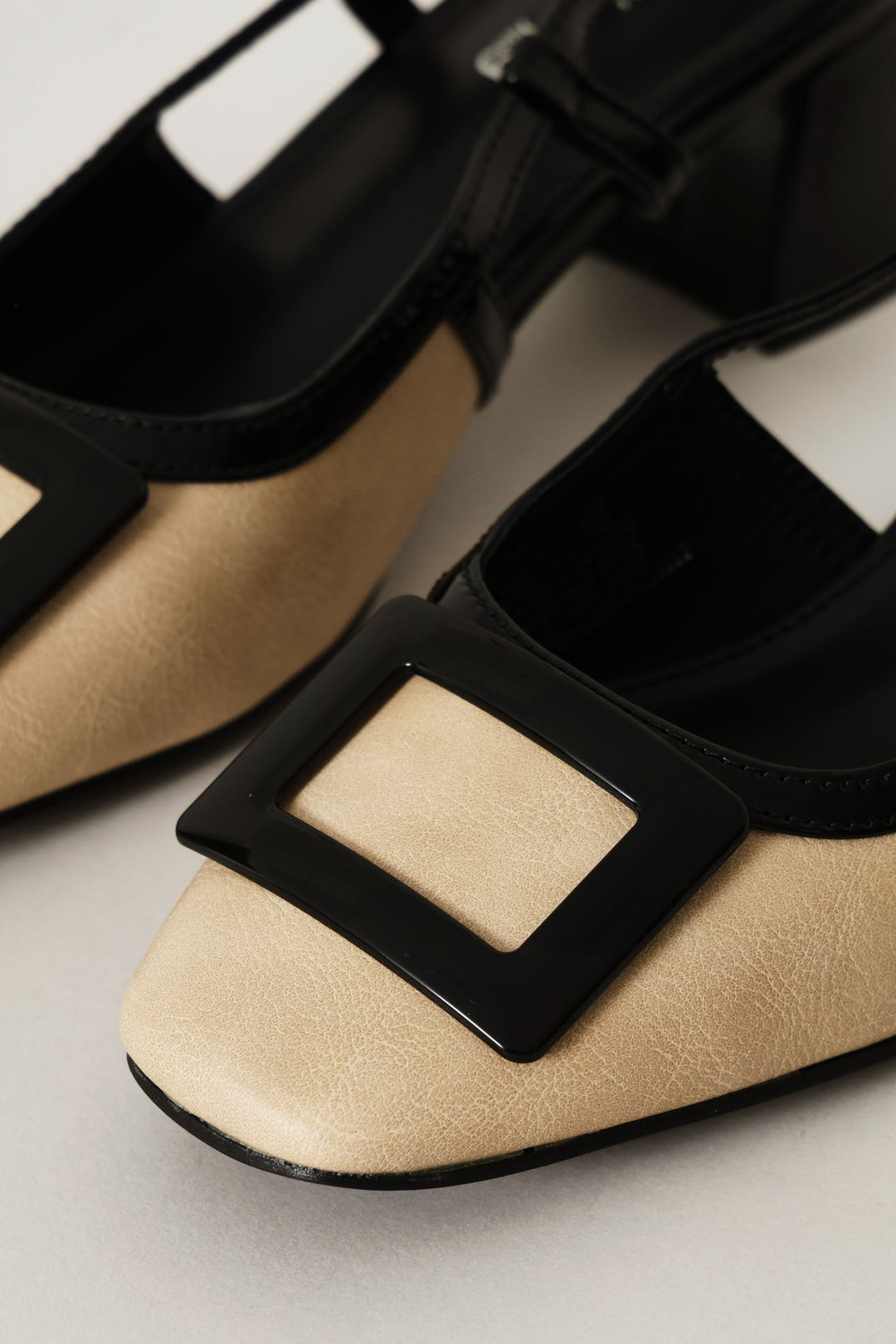 Colourblock Slingback Heel - Beige