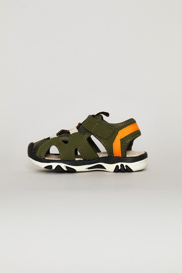 Pre-Boys Closed Toe Adventure Sandal - Olive