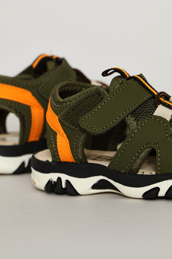 Pre-Boys Closed Toe Adventure Sandal - Olive