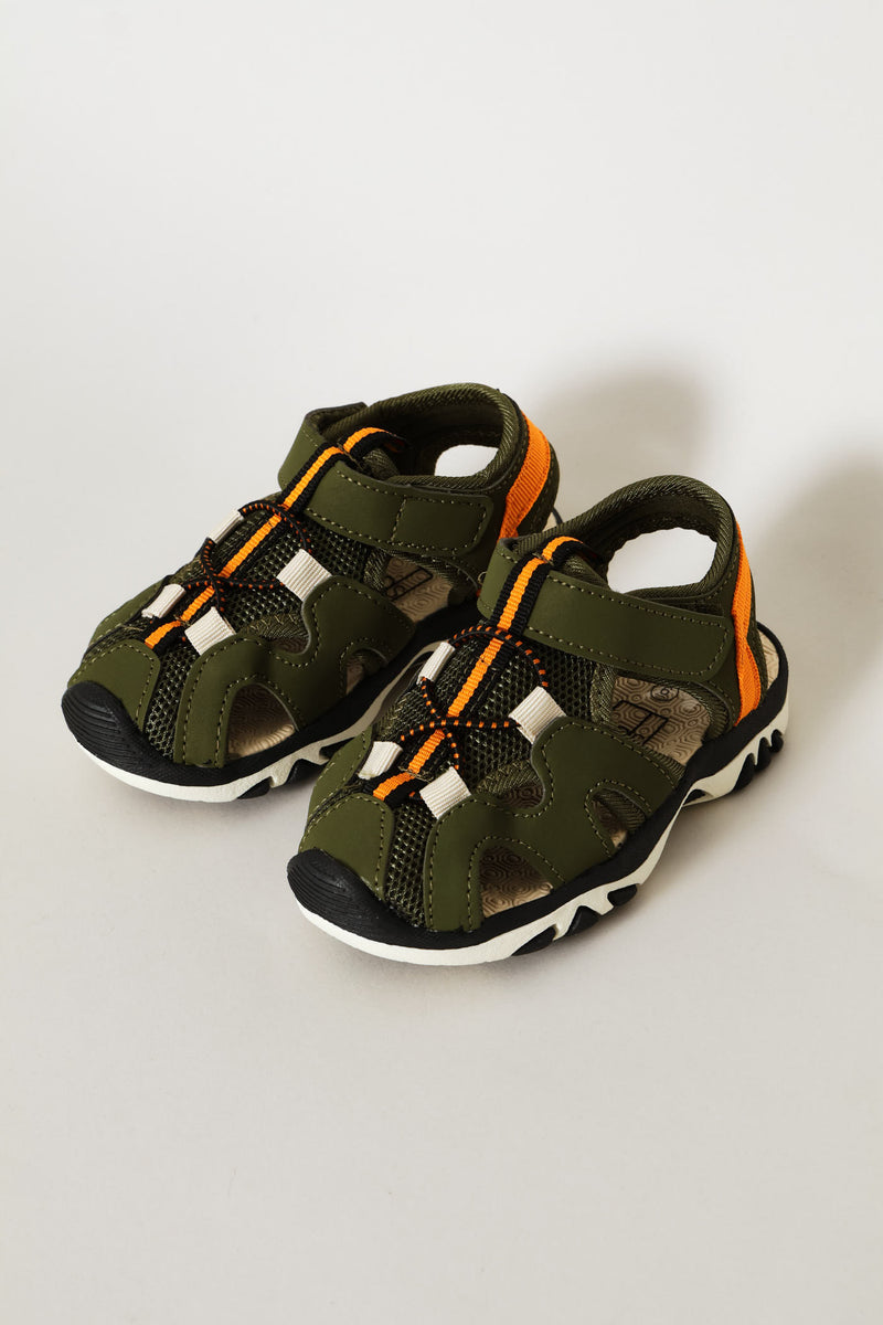 Pre-Boys Closed Toe Adventure Sandal - Olive
