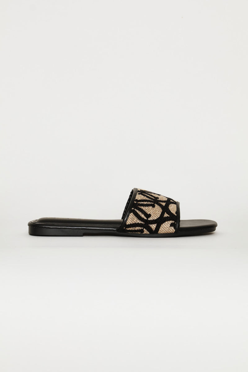 Monogram Mule Sandal - Black/Cream