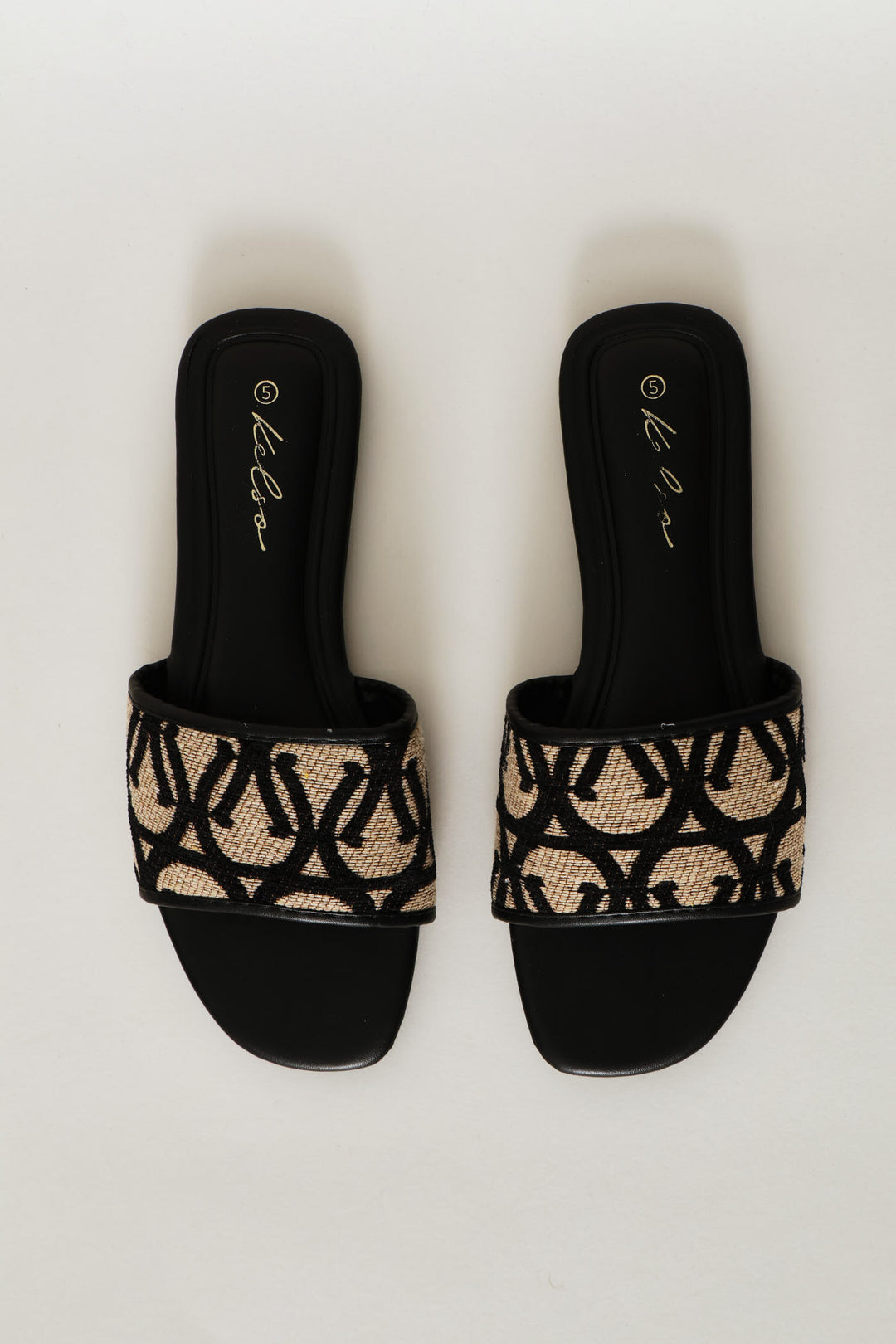 Monogram Mule Sandal - Black/Cream