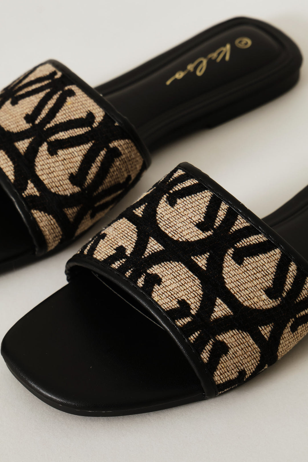 Monogram Mule Sandal - Black/Cream