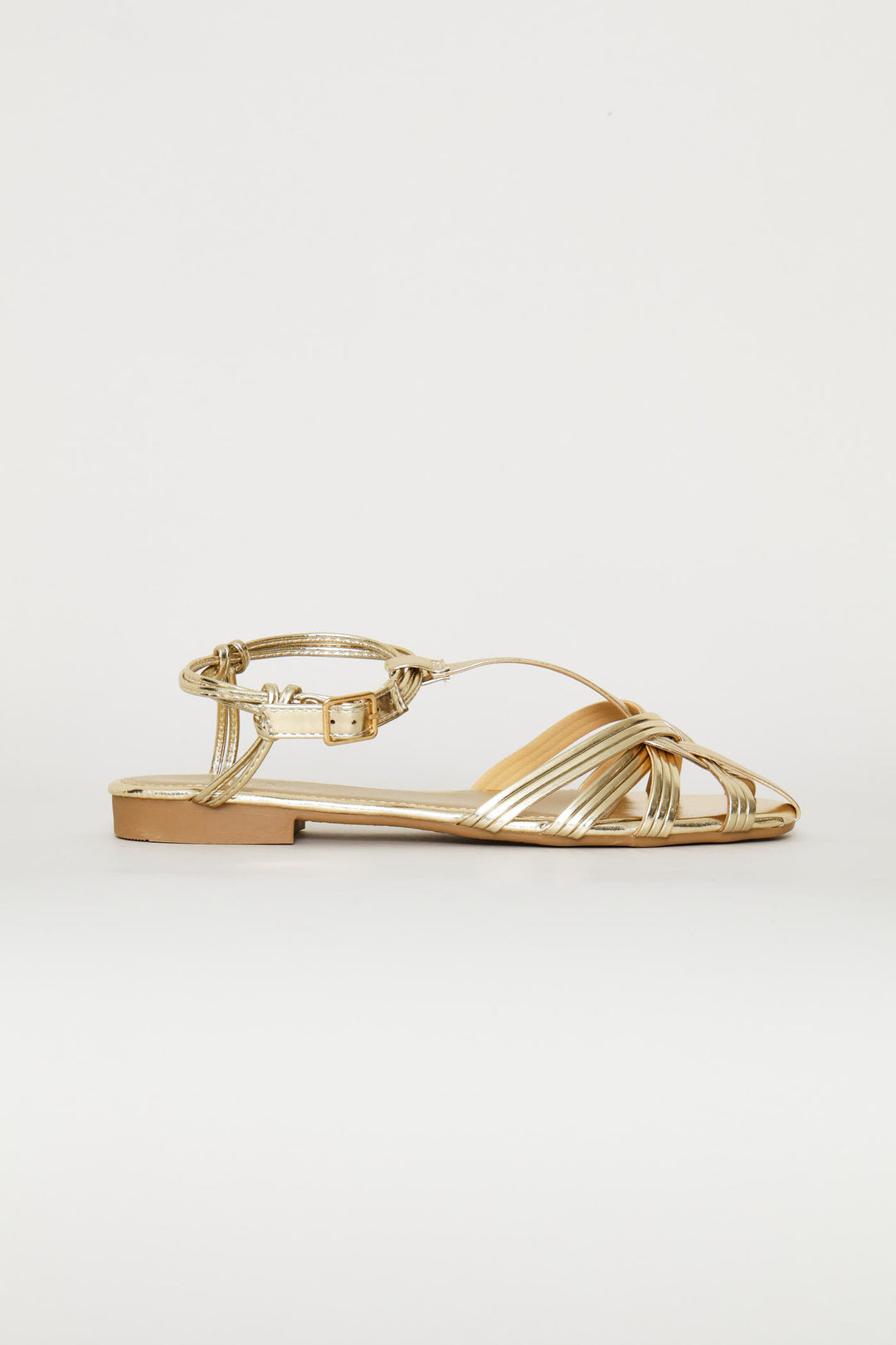 Piped Strap Huarache Sandal - Gold