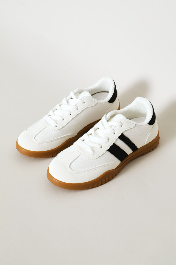 Trim Lace Up Street Sneaker - White