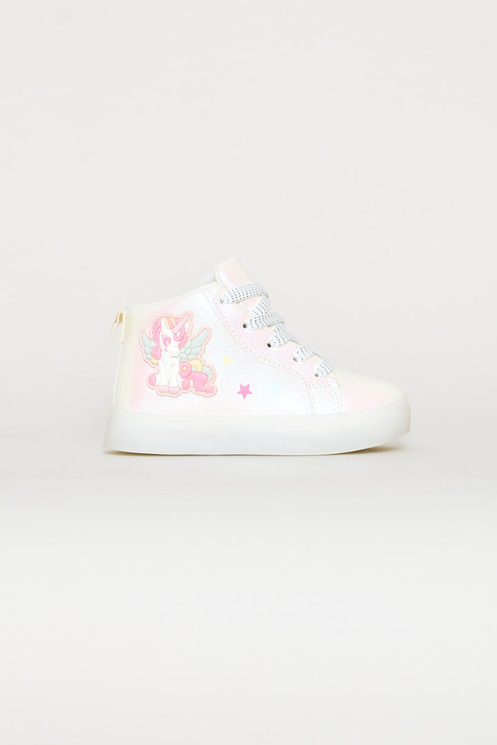 Pre-Girls Unicorn Light Up Hitop Sneaker - White