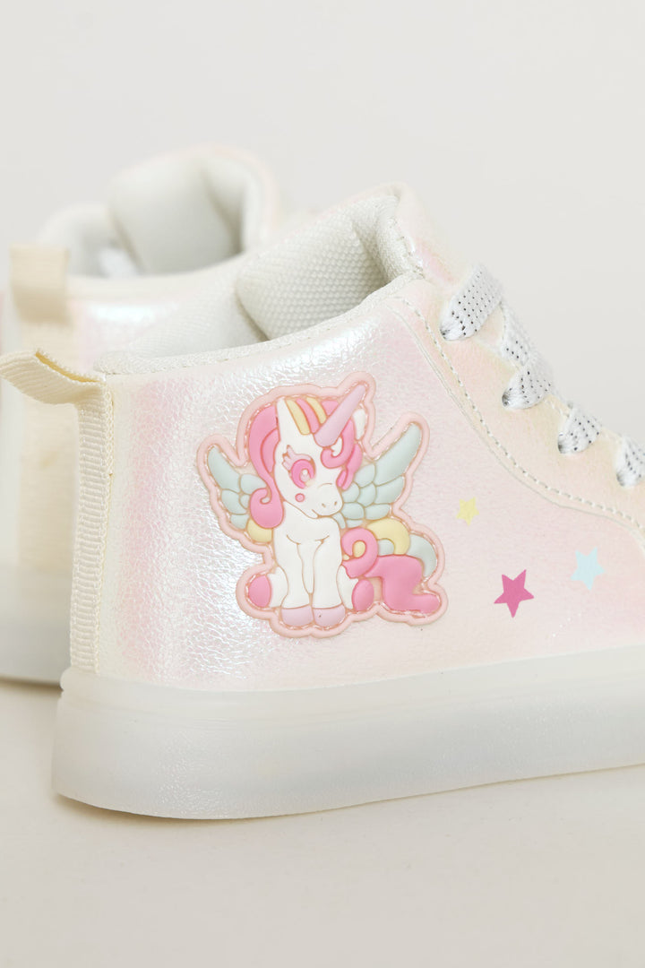Pre-Girls Unicorn Light Up Hitop Sneaker - White