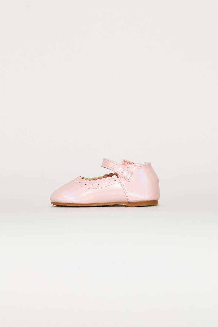 Baby Girls Scallop Detail Soft Pump - Pink