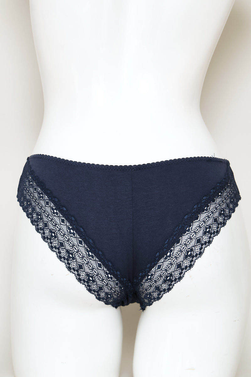 3 Pack Cotton Brazilian Panties - Blue/Black