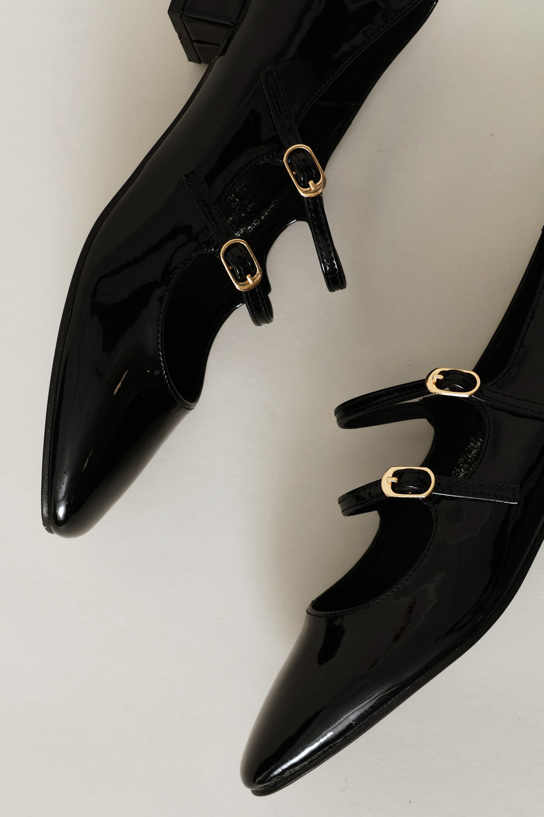 Double Strap Block Heeel Pump - Black