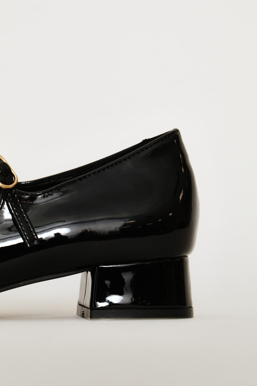 Double Strap Block Heeel Pump - Black