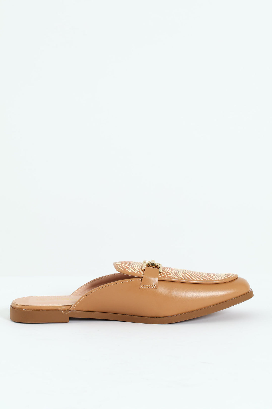 Baylee 1 Patent & Raffia Slip On Mule - Tan