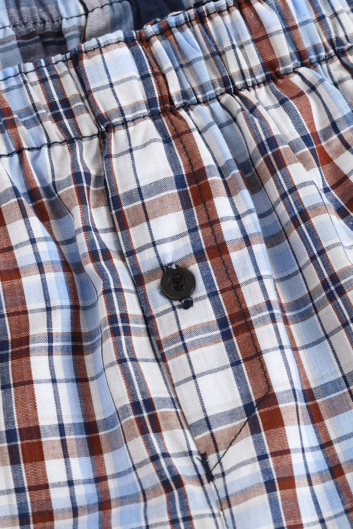 3 Pack Check Value Boxers - Navy/Grey