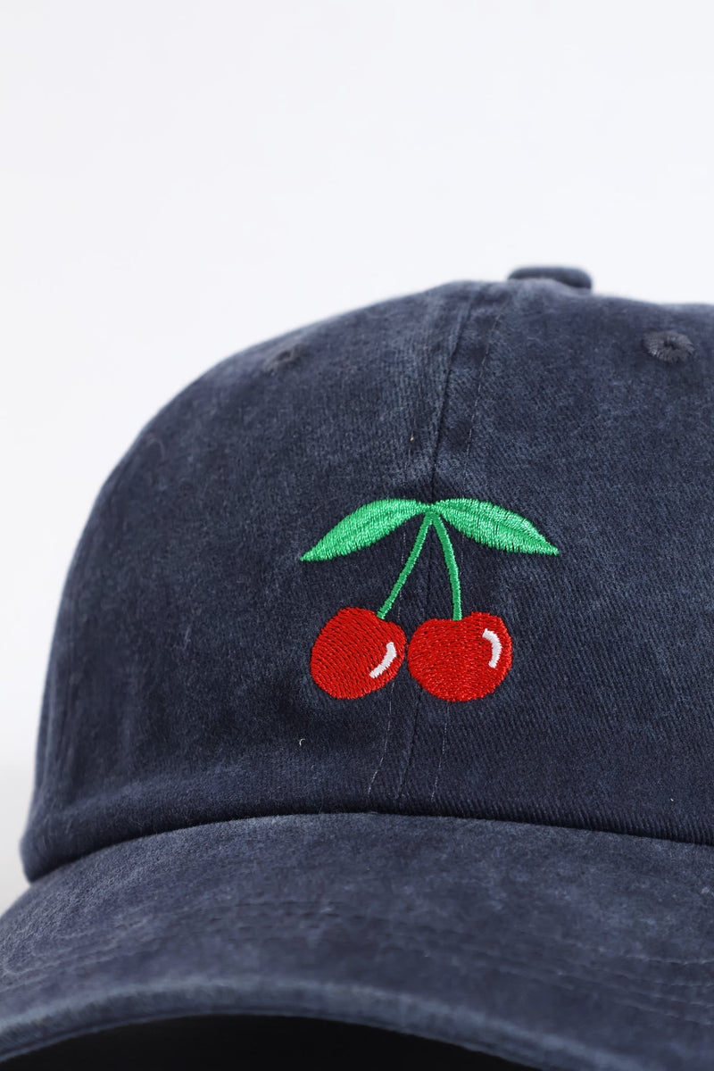 Cherry Embroidery Peak  - Navy