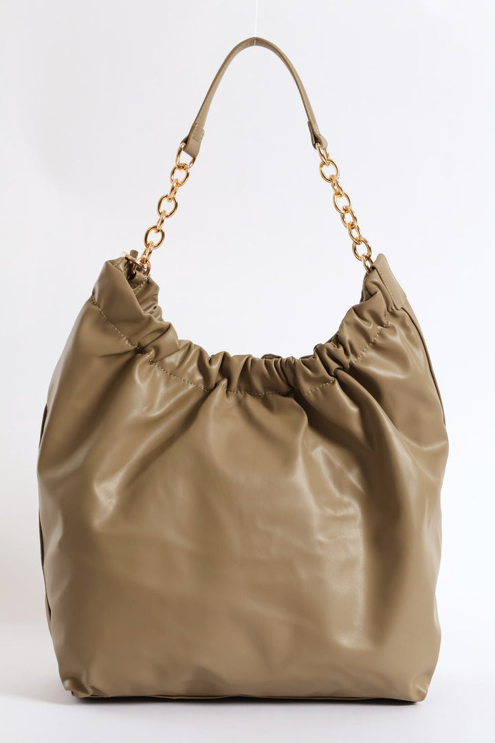 Chain Strap Shoulder Bag - Olive