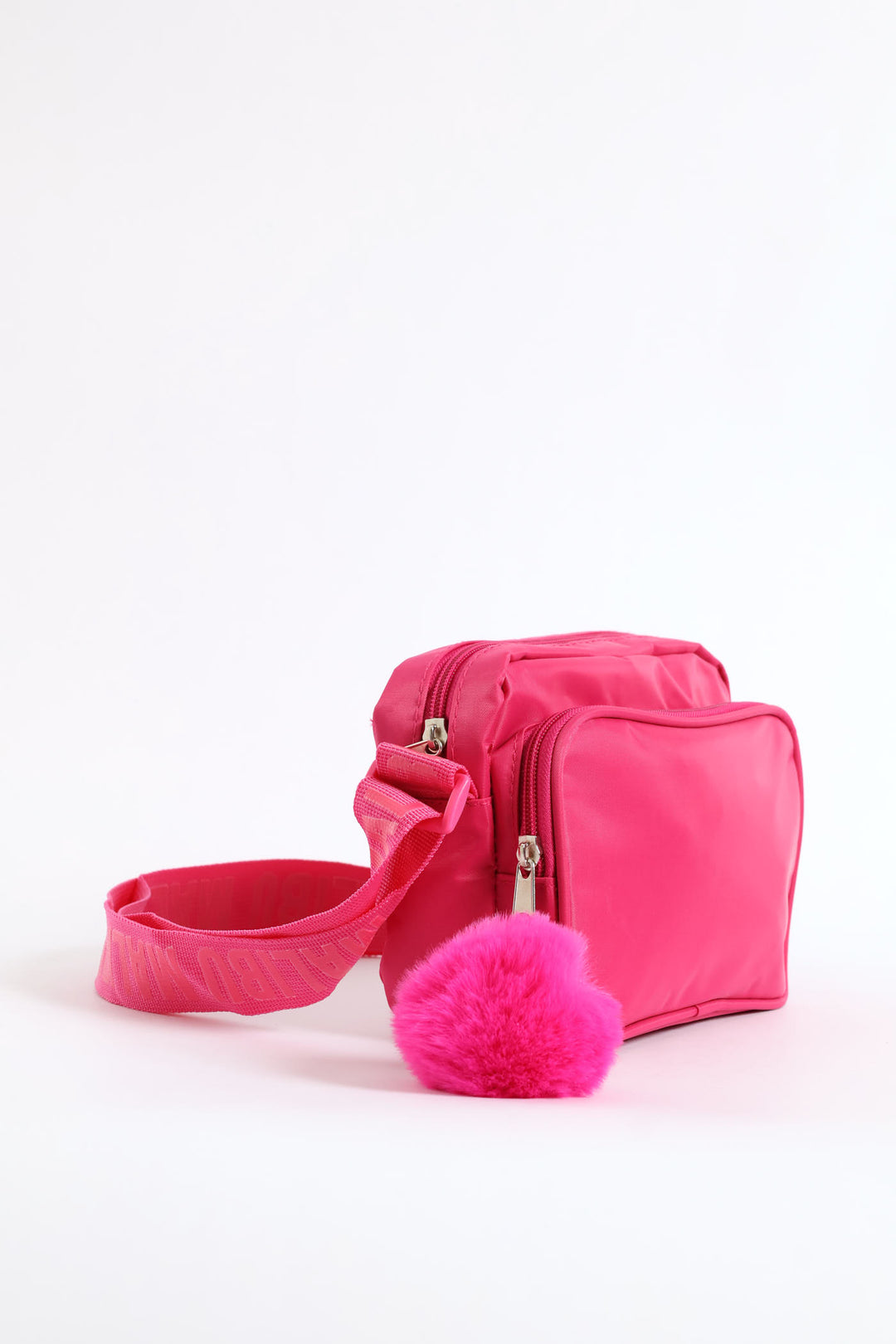 Girls Nylon Rectangle Sling Bag - Bright Pink