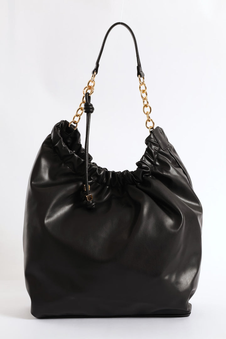 Chain Strap Shoulder Bag - Black