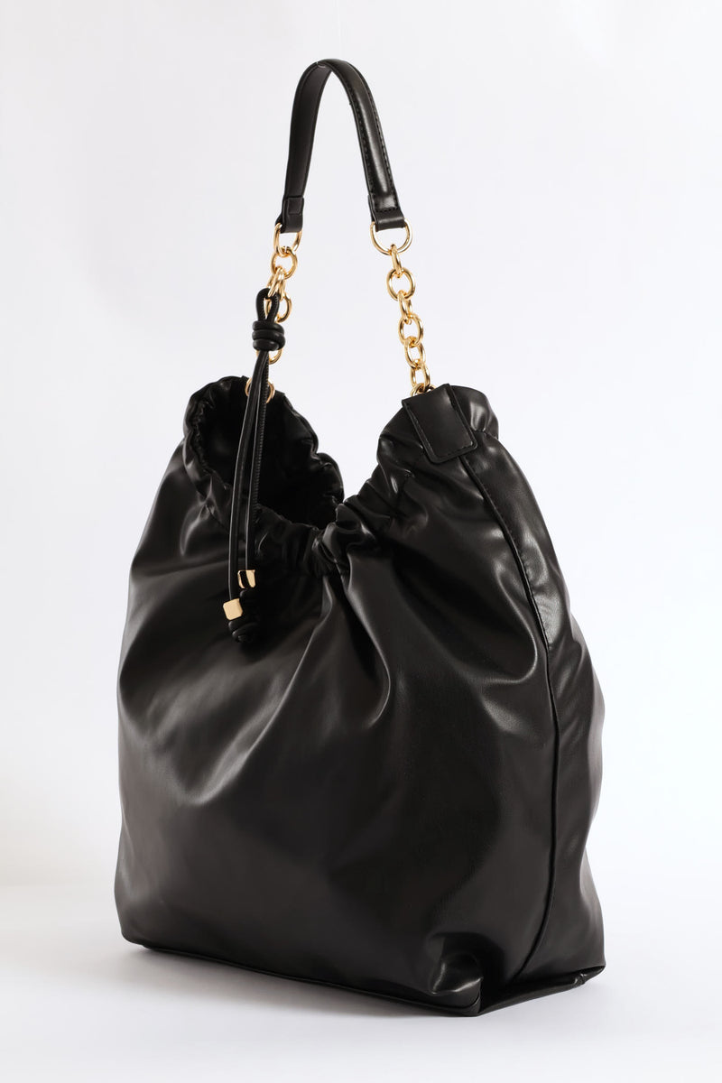 Chain Strap Shoulder Bag - Black