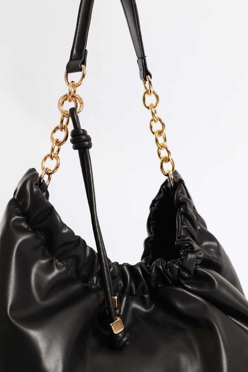 Chain Strap Shoulder Bag - Black