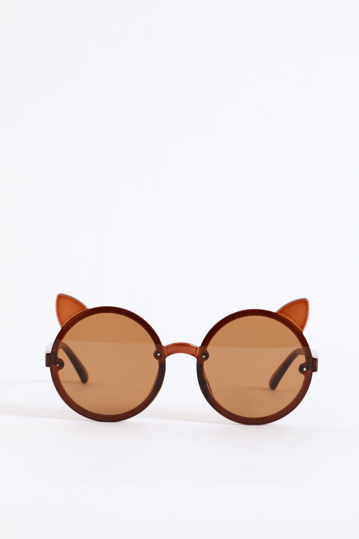 Girls Round Cat Sunnies - Brown