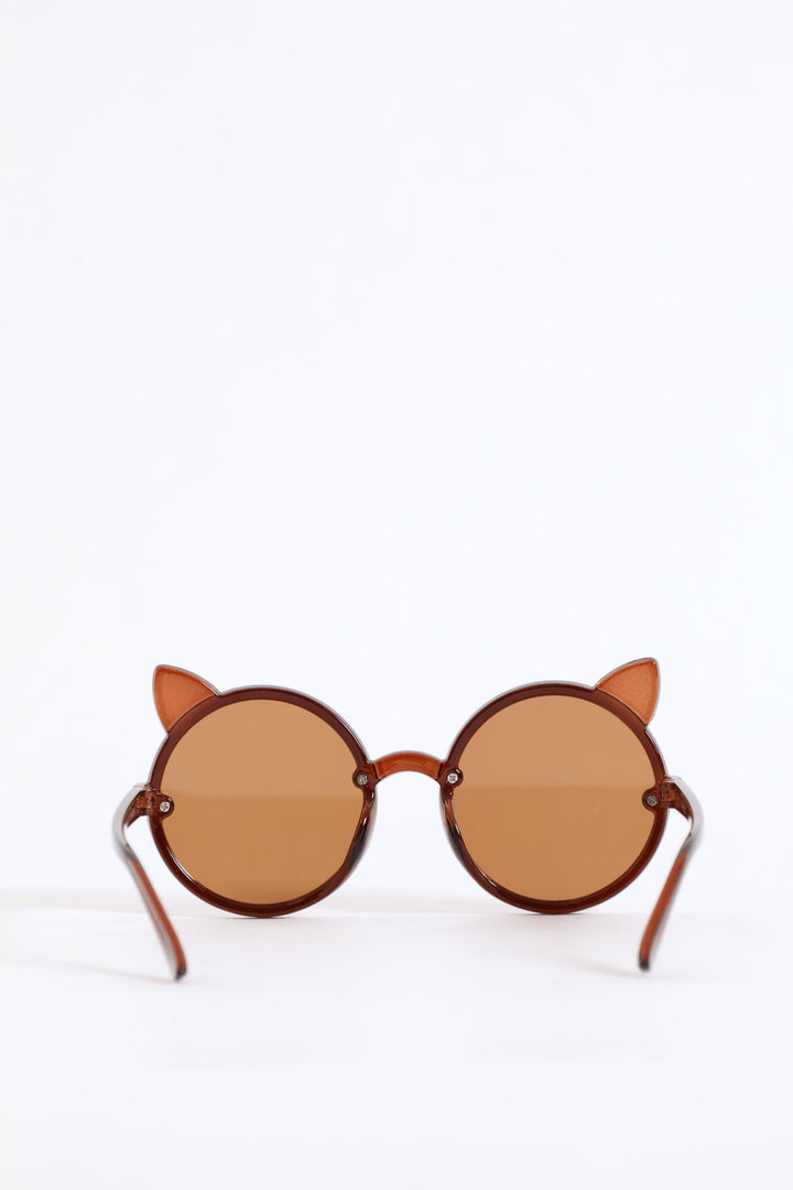 Girls Round Cat Sunnies - Brown