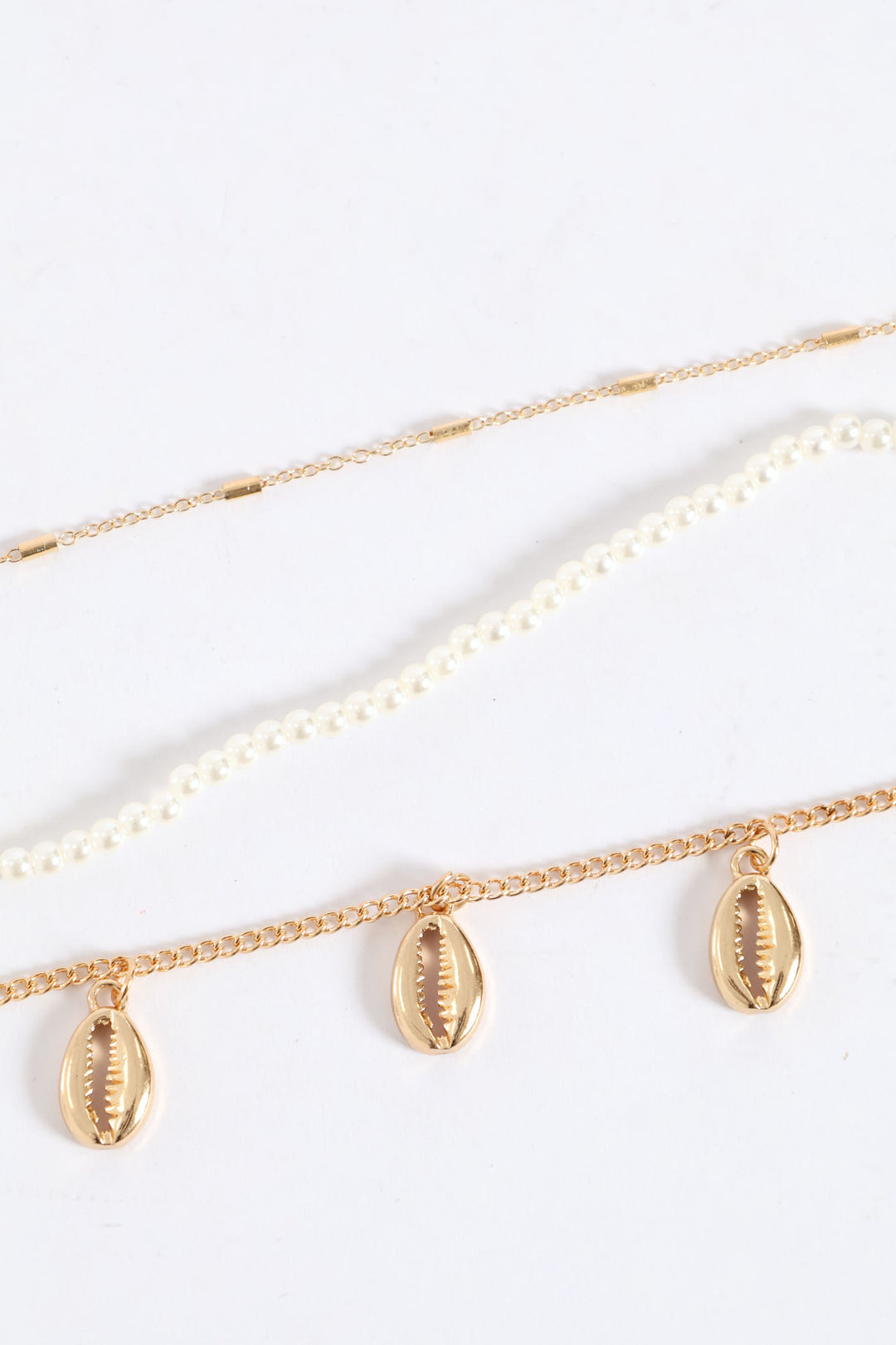 3 Pack Shell Anklet - Gold