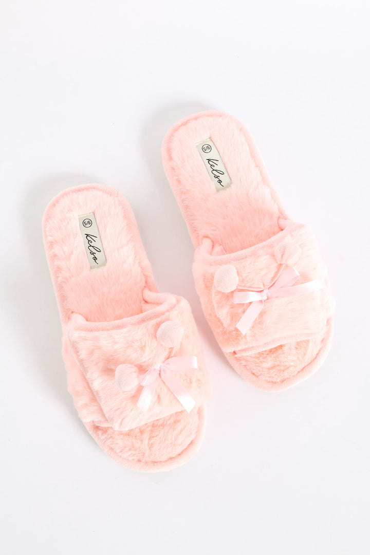 Cherry Bow Single Band Slipper - Pink