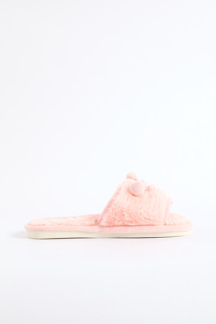 Cherry Bow Single Band Slipper - Pink