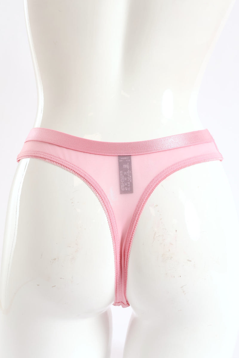 Shimmer Lace & Mesh Thong - Pink