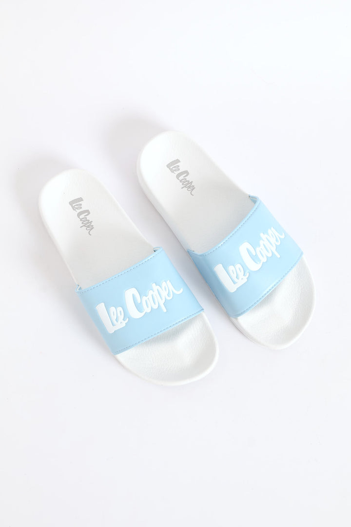 Logo Embossed Vamp Slide - White/Blue