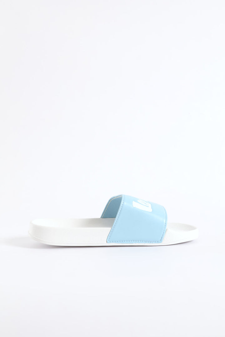 Logo Embossed Vamp Slide - White/Blue