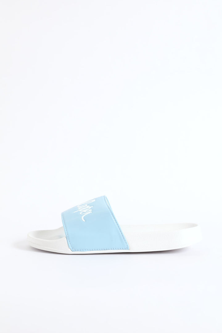 Logo Embossed Vamp Slide - White/Blue