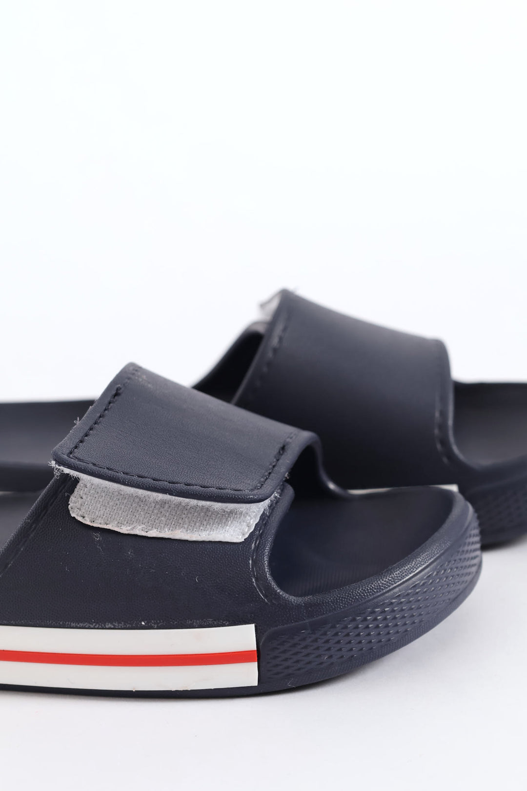 Boys Stripe Moulded Slide Sandal - Navy/Red