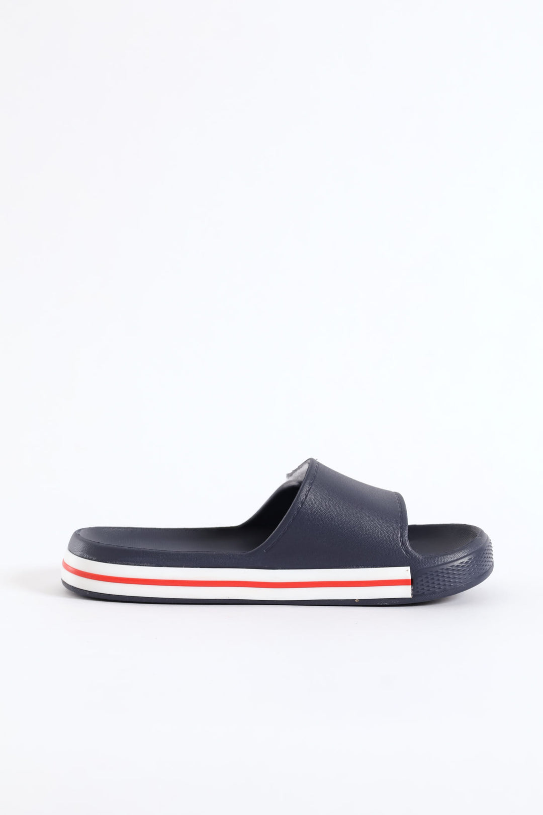 Boys Stripe Moulded Slide Sandal - Navy/Red