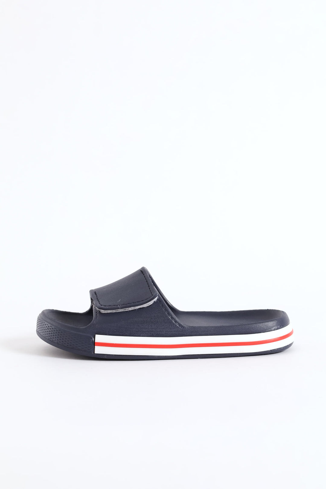 Boys Stripe Moulded Slide Sandal - Navy/Red