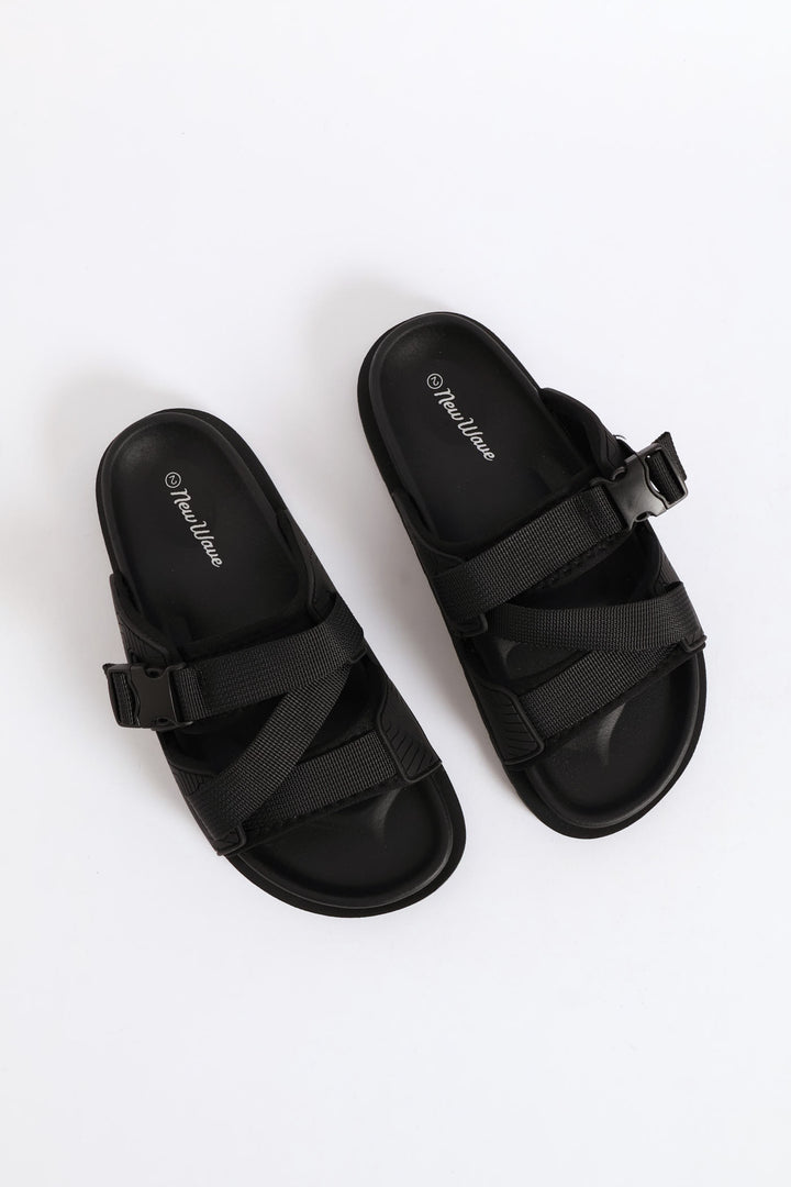Boys Strap Utility Slide - Black