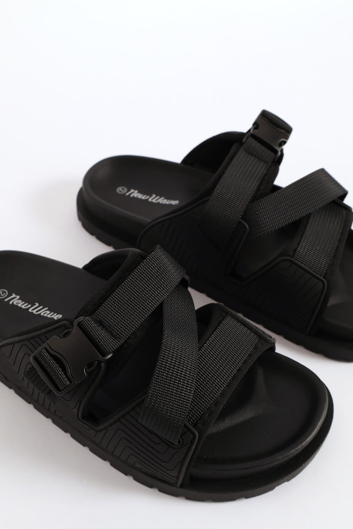 Boys Strap Utility Slide - Black
