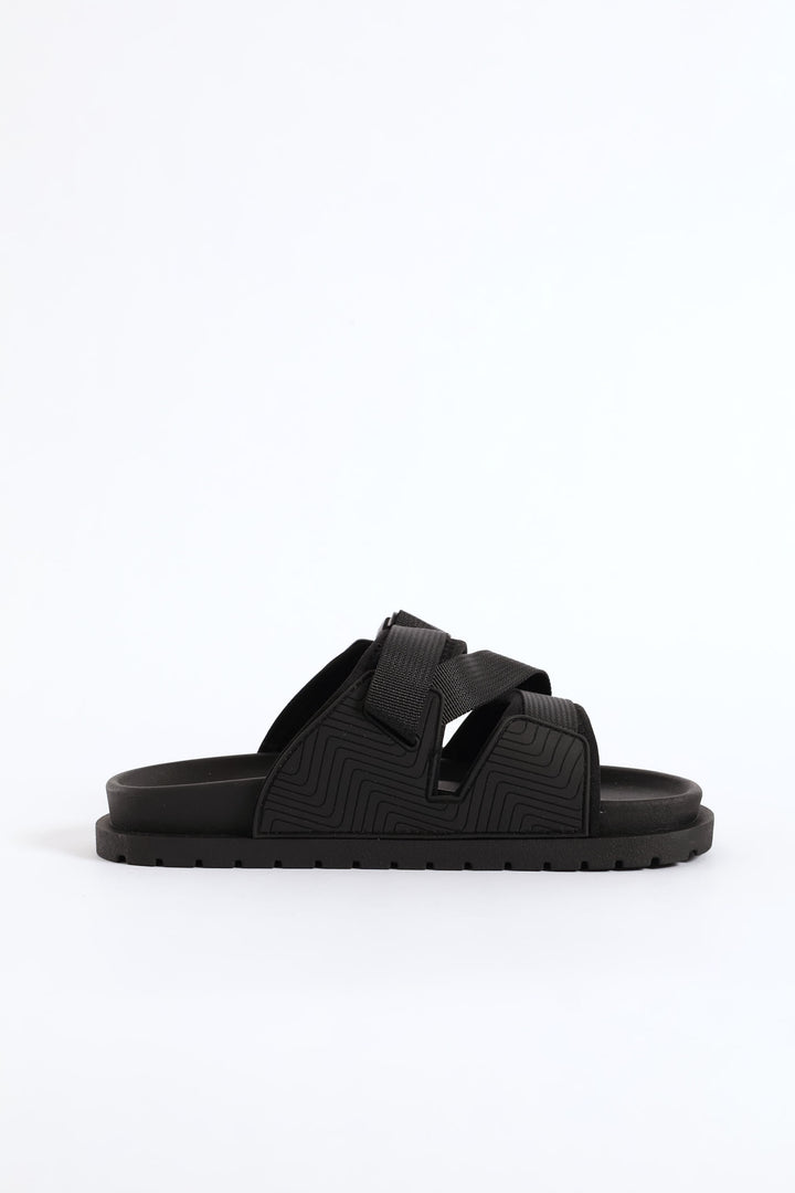 Boys Strap Utility Slide - Black