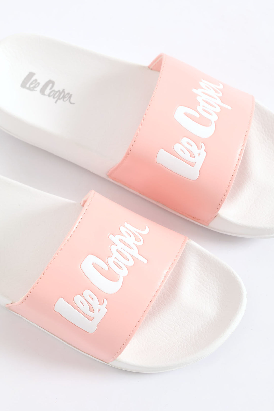 Logo Embossed Vamp Slide - White/Pink