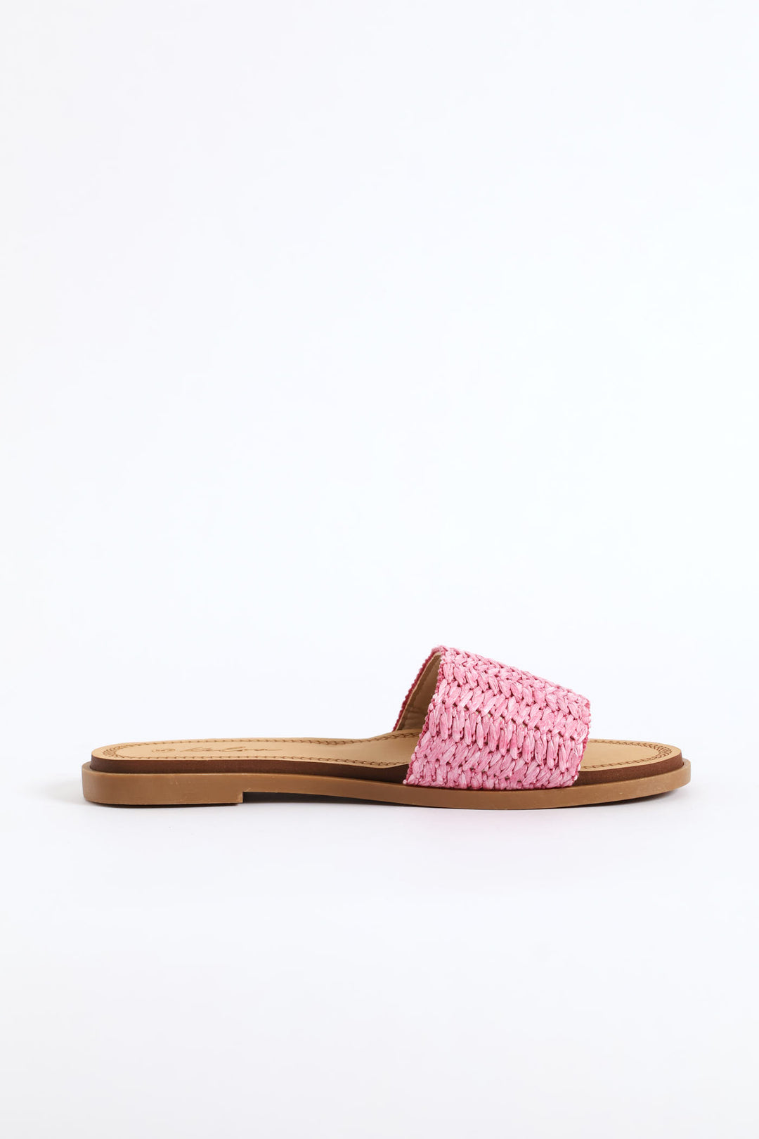 Raffia Single Band Mule On Comfort Outsole - Pink
