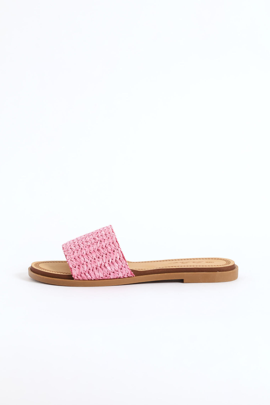 Raffia Single Band Mule On Comfort Outsole - Pink