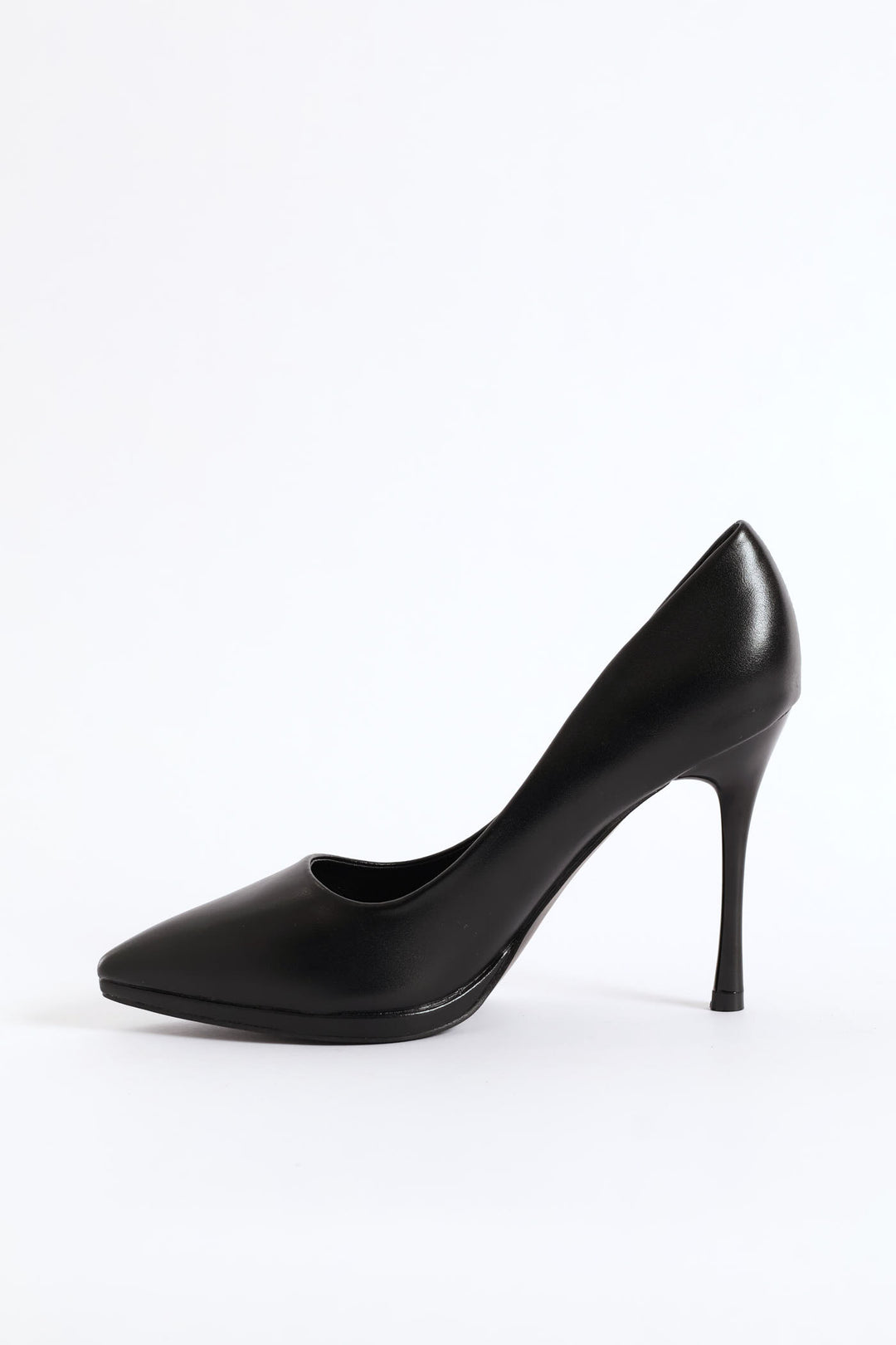 Faux Leather Heel - Black